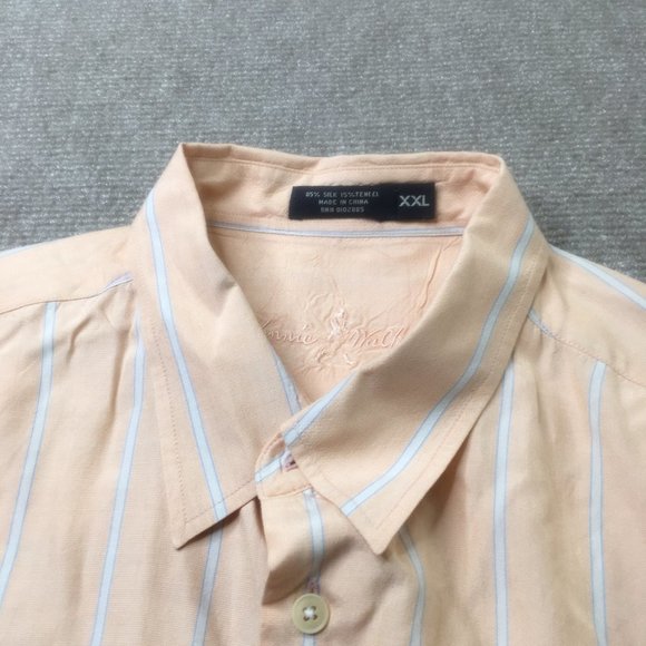 Johnnie Walker Shirt Mens 2XL Blue Peach Silk Tencel Button Career Casual XXL - Picture 5 of 11